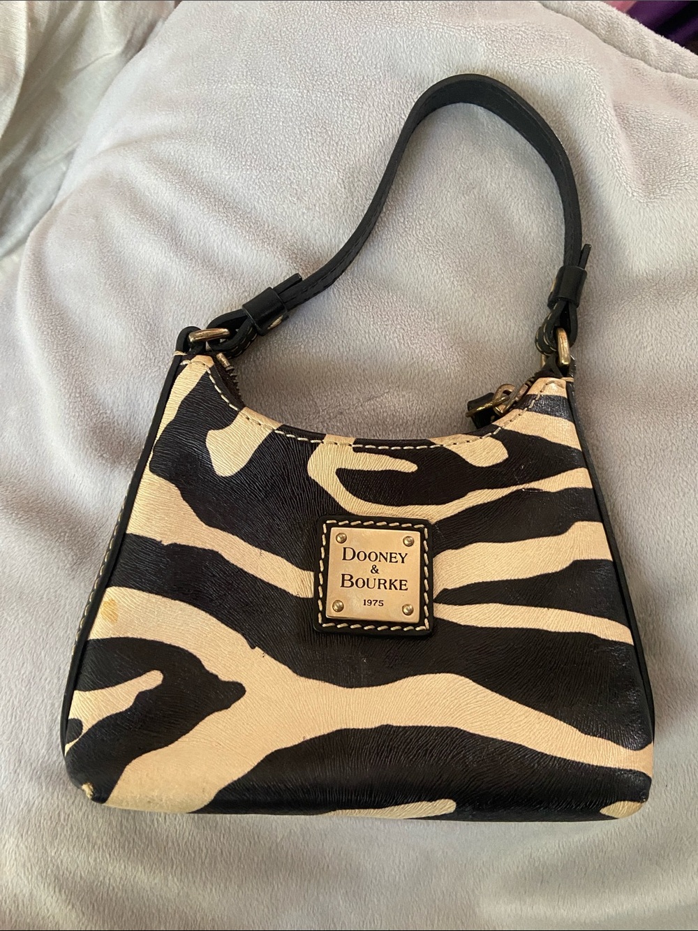 Vintage Dooney & Bourke Zebra Print Mini Shoulder Bag Baguette Pochette Y2K
